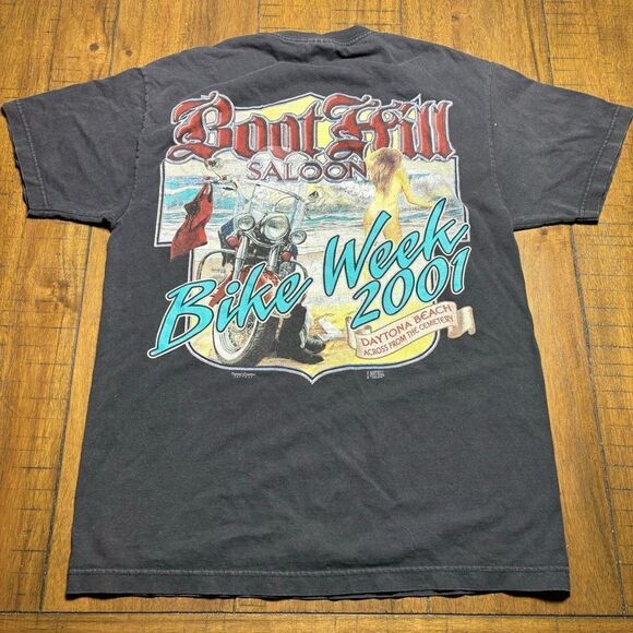 Vintage Boot Hill Saloon Bike Week 2001 Daytona Beach T-shirt Y2k Biker‎ - Picture 1 of 7